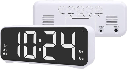 Extra Dual Alarm Clock with Bed Shaker LED Display Bed Shaking Alarm Clock Snooze Function for Heavy Sleepers