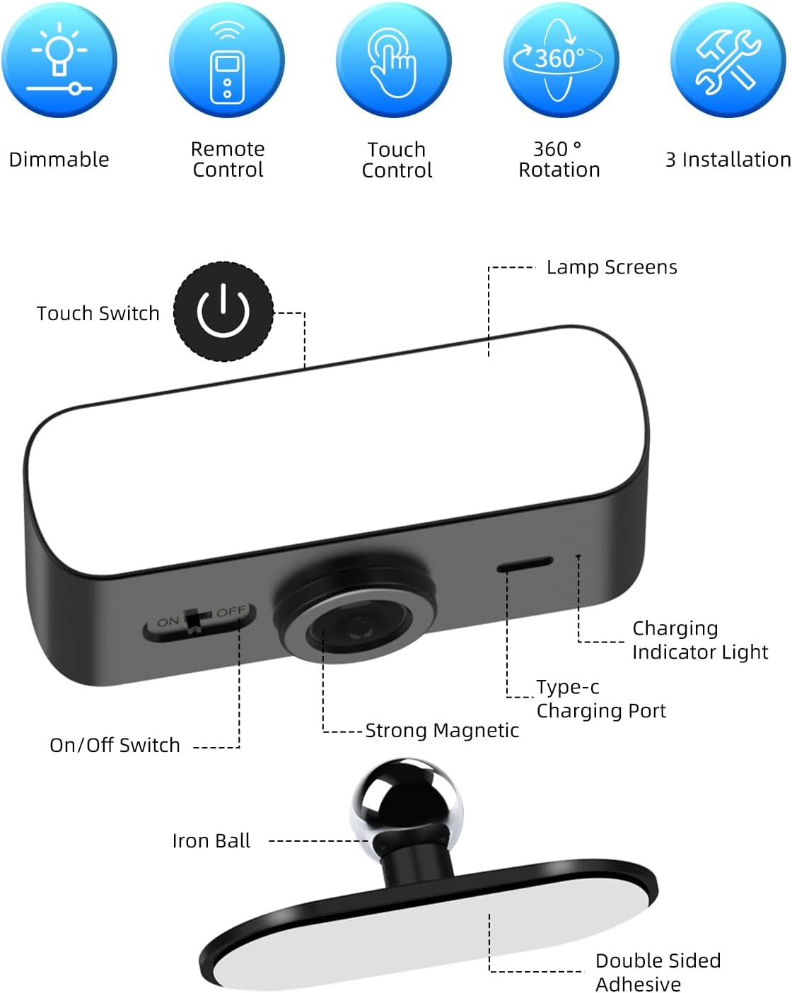 Battery Operated Wall Sconce Set of 2, Rechargeable LED Wall Mounted Light with Remote Control, Stick On Magnetic Wall Lights for Bedroom, 3 Modes Dimmable Bedside Reading Wall Lamps for Bedroom | Rechargeable Wall Lights, 3 Lighting Modes, Easy Stick-on