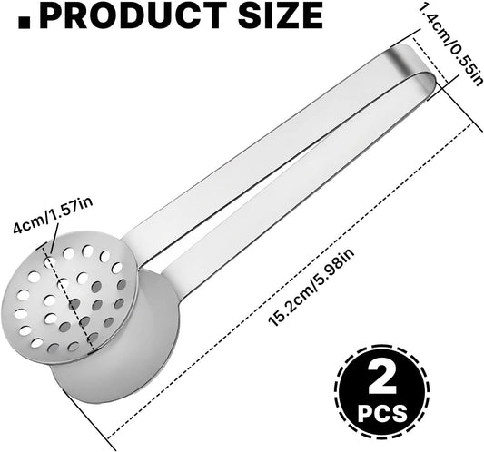 2 Pcs Tea Bag Squeezer, Stainless Steel Tea Bag Squeezer Tongs, Teabag Filter, Dispenser Accessories for Teas Drinkers, Durable Round Strainer Gripper Picker