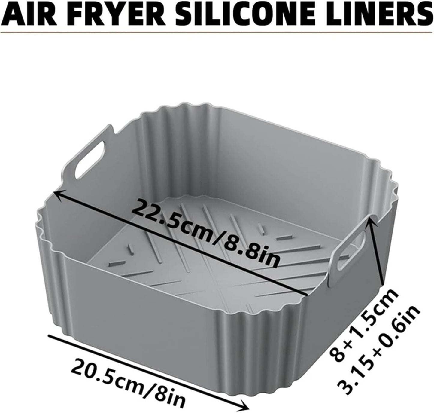 Air Fryer Silicone Liners for Ninja AF140 AF141 AF180 AF181 Air Fryer for Philips HD9270 Basket Baking,9inch Reusable square,Black×2 pack