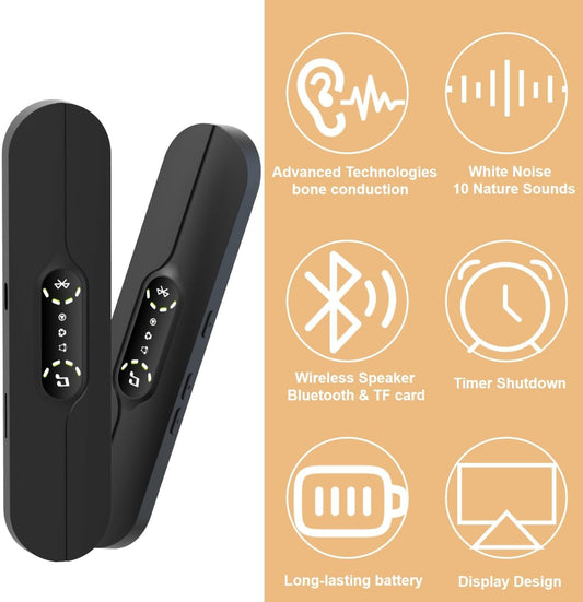 Under Pillow Speakers for Sleeping Bluetooth, Bone Conduction Technology, 3D White Noise Generator, Volume Control & Sleep Timer, Side Sleeper Friendly
