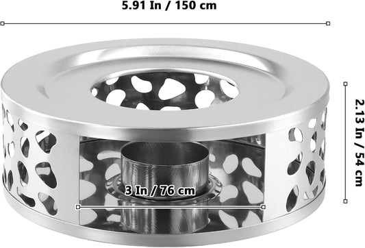 4PCS 430 Stainless Steel Teapot Warmer, Teapot Heater with Tealight Holder, Tea Pot Warmer Base for Meet for Tea