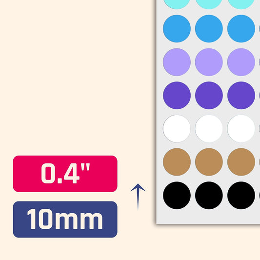 3000 Pack, 0.4" - Small Colored Dot Stickers Round Labels, 15 Colors