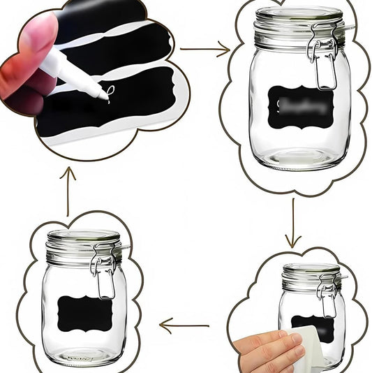 244 Pcs Erasable Chalkboard Label Removable Black Board Stickers Waterproof Chalk Labels Mason Jar Storage Stickers Decorative Blackboard Food Label with Markers for Storage Jars