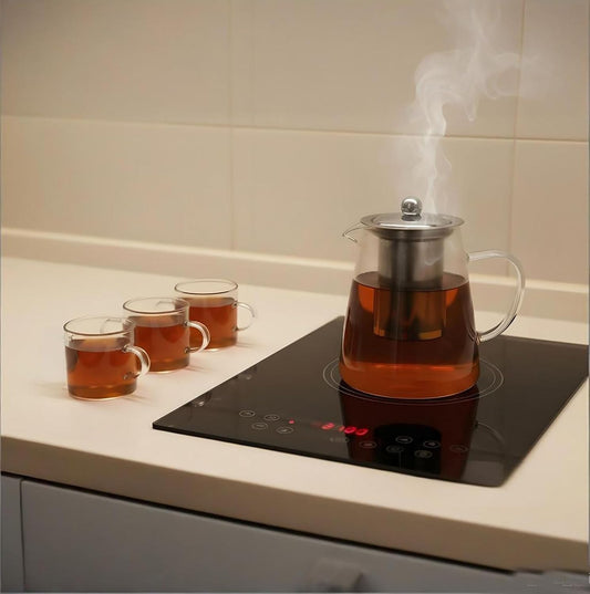 Glass Teapot Stovetop with Infuser Set High Temperature Resistant Borosilicate 32OZ Clear Tea Kettle with Glass Cup as Home Tea Tools Gifts for Home Kitchen and Office
