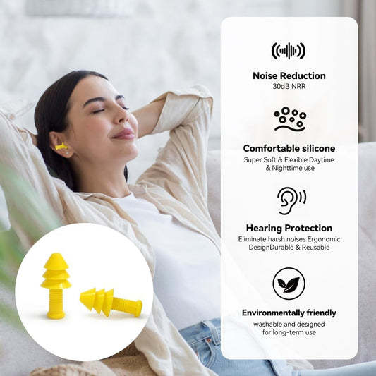 Ear Plugs for Sleeping - 10 Pairs Reusable Silicone Ear Plugs