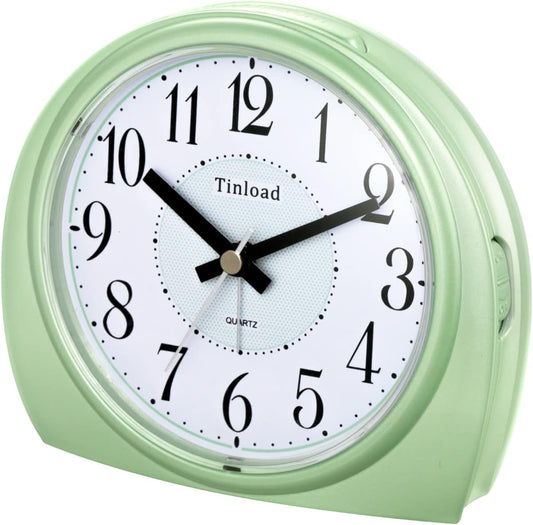 Tinload 5.5" Large Analog Alarm Clock Silent Non Ticking, Gentle Wake, Beep Sounds, Increasing Volume, Battery Operated Snooze and Manual Light, Easy Set