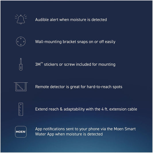 Moen 920-005 Flo Smart Water Leak Detector, White, 3-Pack