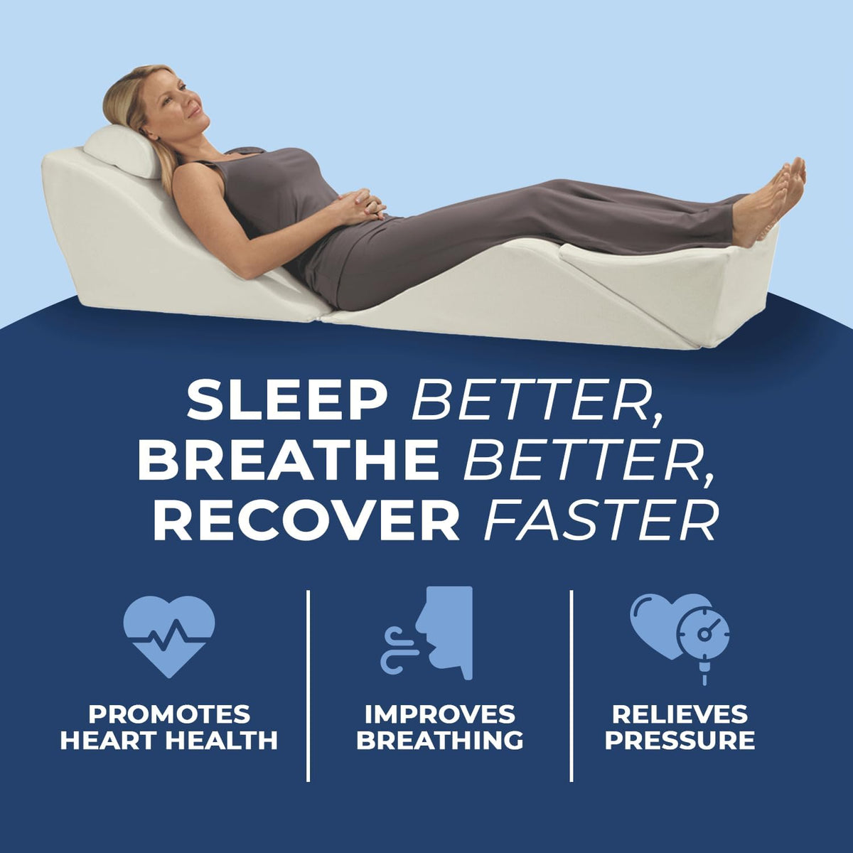Contour BackMax - Foam Bed Wedge Sleep Support System + Neck Pillow - 4-Piece Full Body Support - Optimal Angle for Better Posture - Leg & Knee Elevation - 9-in-1 Adjustable Design - 20” Standard