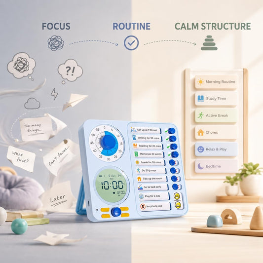 Herloreen Visual Timer for ADHD, Chore Chart & Task Planner for Kids,Adults | Morning Schedule Board for Time Management, Visual Routine Checklist for Home & School