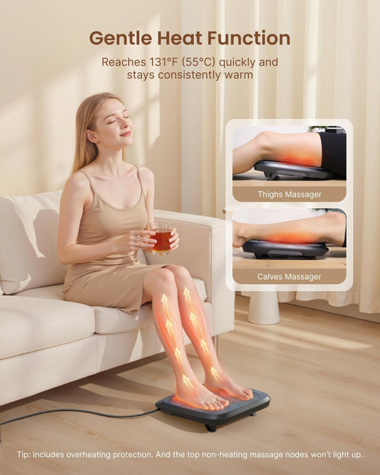 RENPHO FSA Foot Massager Mat with Heat & Kneading for Plantar Fasciitis | Step-Activated On/Off, Pressure Trigger, FSA Eligible HSA, Slim & Fits under Sofa, Gifts for Women, Fits up to Size 12