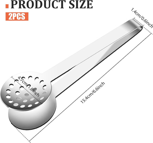 2 Pcs Tea Tongs, Tea Bag Squeezer, Teabag Filter, Dispenser Accessories for Teas Drinkers, Stainless Steel Round Strainer Gripper Picker