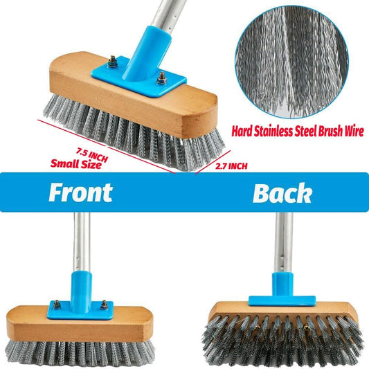 YONILL Grout Brush with Long Handle - Heavy Duty Grout Cleaner Brushes for Tile Floors, Swivel Stiff Bristles Floor Scrubber Cleaning Tool, Floor Scrub Brush for Shower, Kitchen, Baseboards and Corner