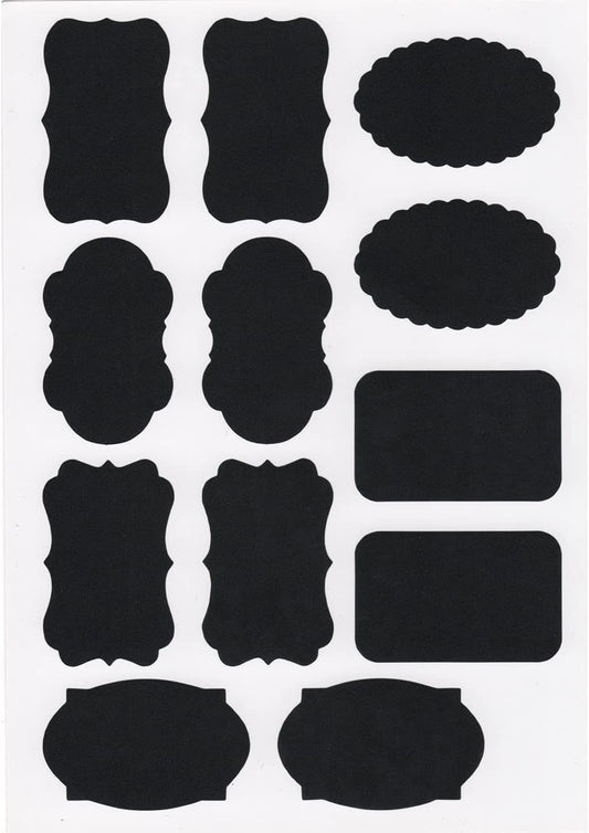 400 Stickers Chalkboard Labels, 14 Assorted Shapes Waterproof Reusable Removable Black Mason Jar Labels, Erasable Chalk Blackboard Bottle Label for Pantry Storage Bins, Kitchen Food Containers