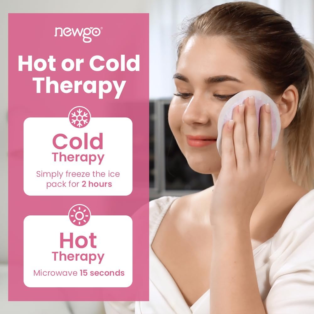 NEWGO Small Ice Packs for Injuries with Cloth Backing, Purple | FSA Eligible, Round Reusable Hot and Cold Gel Pack, Flexible Cold Pack for Face, Toothache, Eyes Pain Relief
