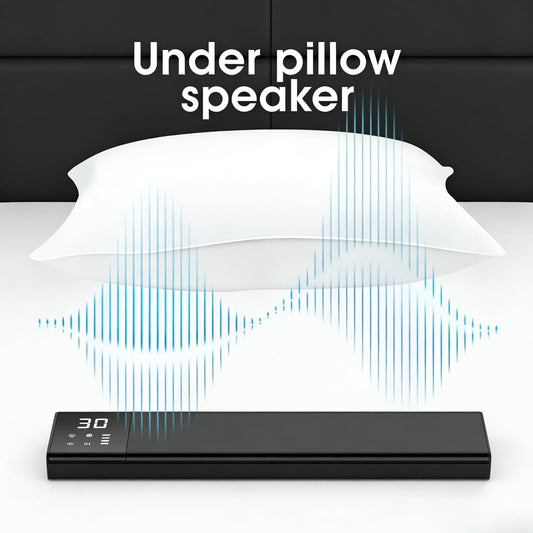 Pillow Speaker for Sleeping, Bone Conduction Under Pillow Speaker for Side Sleeper, 36 Built-in White Noise, Auto-Off Timer, Portable Sleep Speaker for Home Travel, Wireless Bluetooth Connect (Black)
