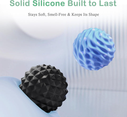 Silicone Lacrosse Balls for Yoga and Myofascial Release - Deep Tissue Massage,Trigger Point Therapy and Foot Plantar Fasciitis,Muscle Knots,Relieving Muscle Pain,Muscle Soreness Balls