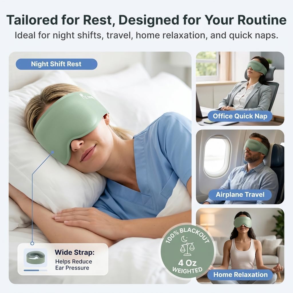 FACEMOON Blackout Weighted Eye Masks for Sleep & Airplane Travel