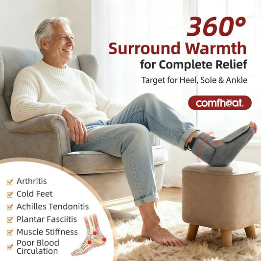 Cordless Foot Heating Pad for Plantar Fasciitis Foot Pain Relief | Portable Heated Wrap Warmer for Achilles Tendonitis, Heel Spur, Sprained Ankle, Cold Feet, Arthritis with 3 Heat Levels