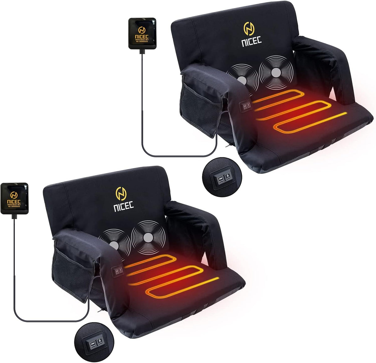 Nice C Heat Massage Stadium Seat, Reclining Bleacher Seat (Regular)
