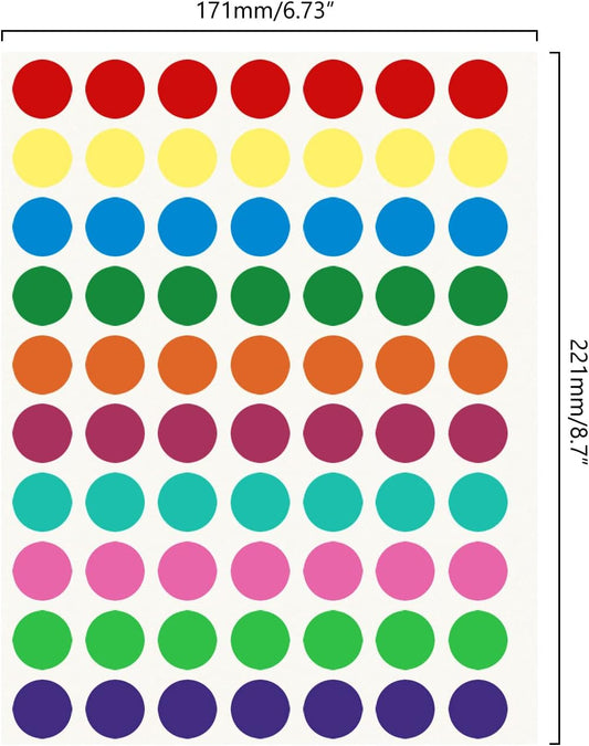 700 PCS Dot Stickers, Circle Stickers Assorted Colors Coding Labels, 3/4 Inch Round Colored Dot Stickers