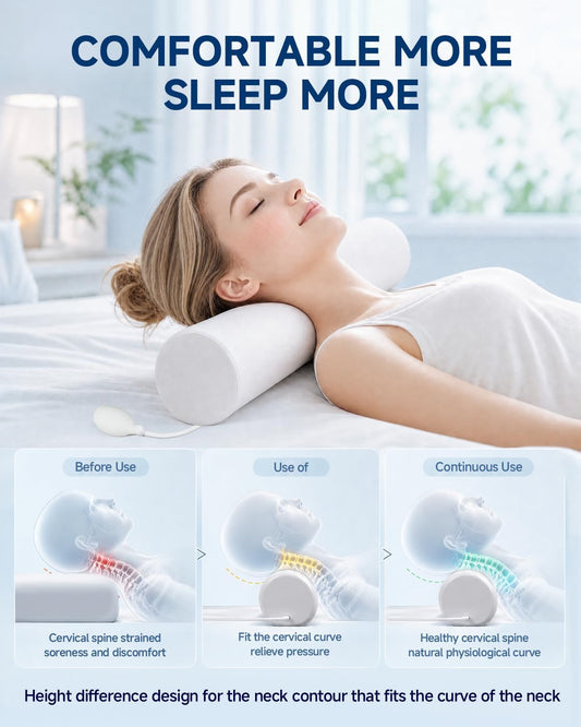 SMDR Cervical Neck Pillow for Pain Relief Sleeping, Memory Foam Neck Roll with Firm Ergonomic Support, Round Bolster for Neck and Shoulder Comfort, Washable Cover, 4.71" x 23.61"