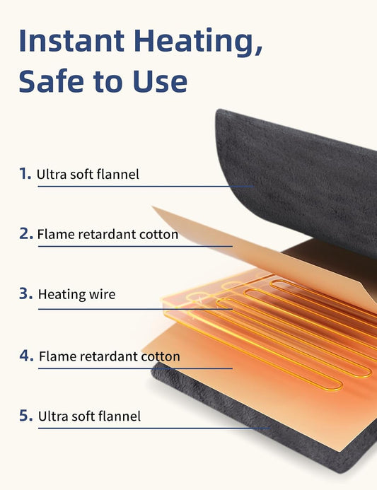 Heating Pad for Back, Shoulders, Abdomen & Waist, 6 Heat Levels & 4 Timer Settings, Moist/Dry Heat Option, Machine Washable