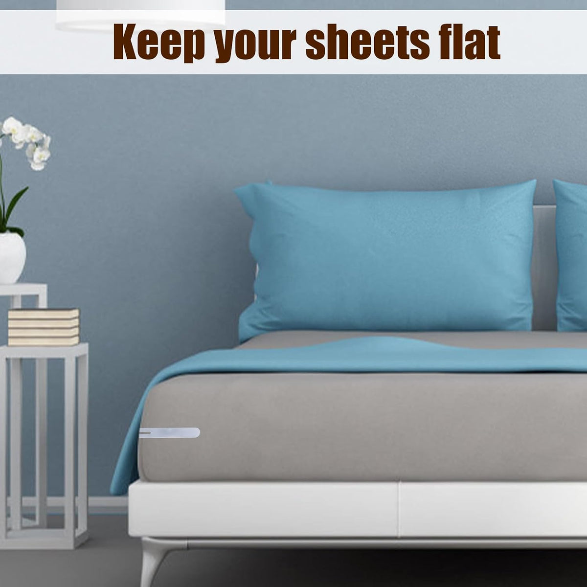 BOXOB 4pcs Replacement Strips for Bedsheet Holder, Transparent Plastic Bedsheet Holder Strips Keep Sheets Firm Tight Bed Sheet Locks Corner Strap Holders for Mattress Protectors Bedding Blankets