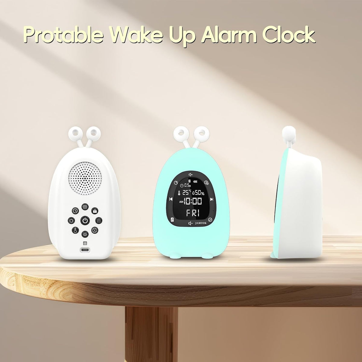 Sunrise Alarm Clock Wake Up Light, White Noise Sound Machine with 20 Soothing Sounds, 10 Night Lights, Wireless Speaker/Temp & Humidity/Rechargeable, Dimmable Clock Gift for Baby Kids Adults
