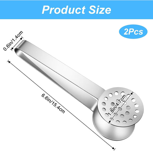 2PCS Tea Bag Squeezer, 6.6 * 1.8 Inch Stainless Steel Teabag Squeezer for Tea Drinkers, Durable Strainer Gripper Picker (Silver)