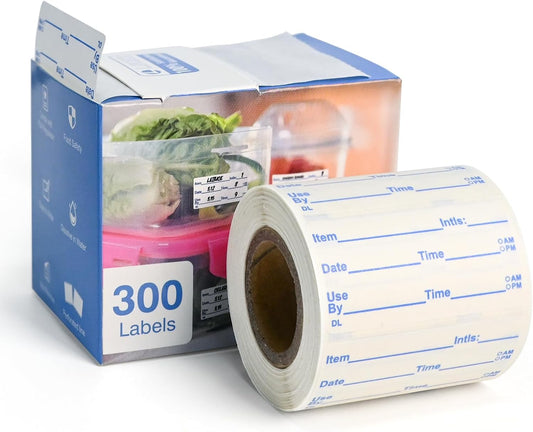 L LIKED Dissolvable Labels 2x1 Inch 300 Stickers Use by Food Rotation | PFAS free, writable on glass/wood/metal/plastic. -40~150°F safe. For storage container, boxes inventory & spice