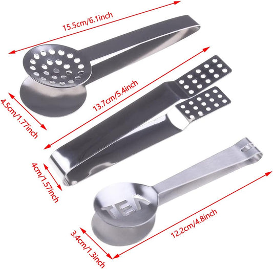 4 Pcs Stainless Steel Tea Bag Tongs Teabag Squeezer Strainer Holder Grip Metal Spoon Mini Sugar Clip Kitchen Bar Tools