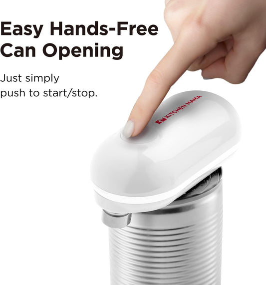 Kitchen Mama Mini Electric Can Opener Smooth Edge, White