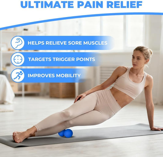 KYKJEYDD Peanut Massage Ball, Double Lacrosse Ball for Trigger Point | Silicone, Deep Tissue & Myofascial Release, for Neck, Back, Feet, Spine, Yoga & Office Use