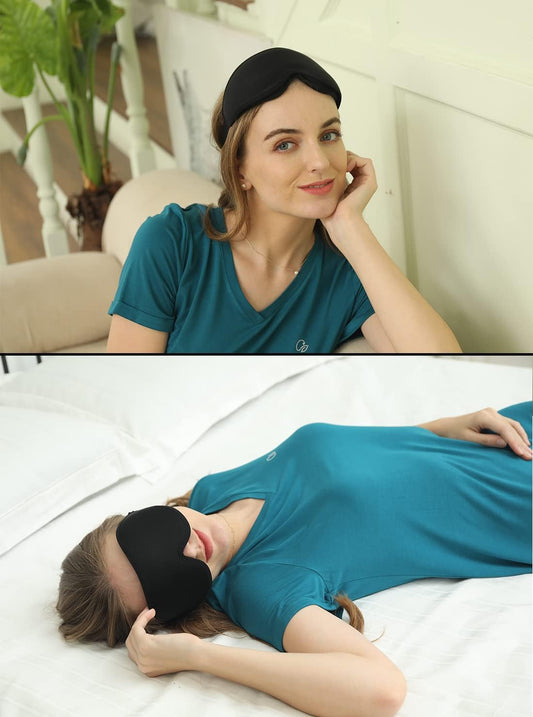 FengXinZi Sleep Mask for Side Sleeper, Blackout Eye Mask for Women Men | Sleeping Masks, 3D Contoured, Breathable, Zero Eye Pressure, Eyelash Friendly, Adjustable Strap, for Travel ((Black)