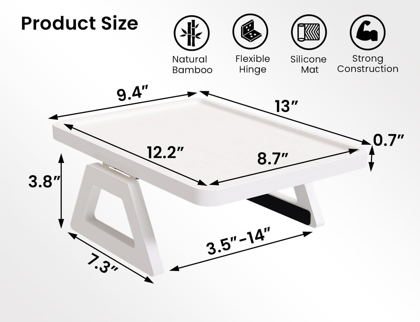 2 Pack Bamboo Couch Arm Tray,Folding Sofa Armrest Table(Natural) | Clip-On Couch Desk,Foldable, high load-bearing, Non-slip, no assembly,easy to wipe clean,Natural bamboo,Gift box