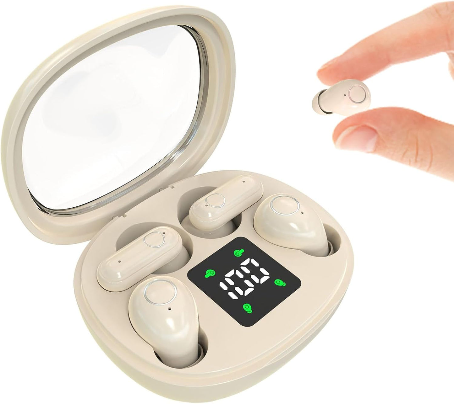 Mini Wireless Sleep Earphones, Designed for Side Sleepers – Invisible Flat Earbuds, Comfortable for Small Ears, Discreet in-Ear Design, Skin-Friendly, Ideal for Women and Work Use (Black)