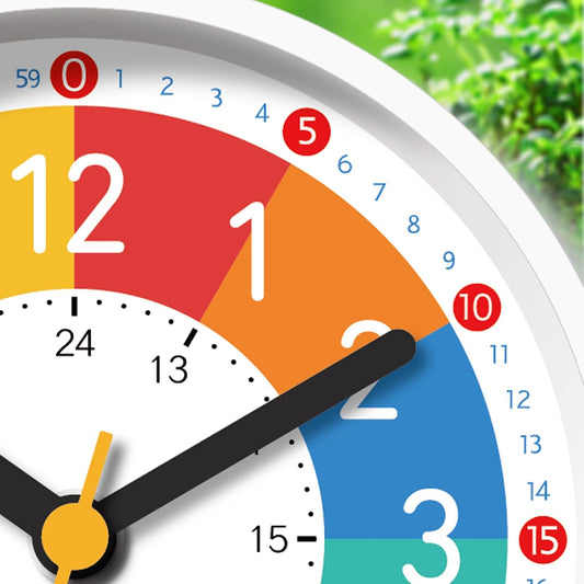 Analog Alarm Clock for Kids Learn to Tell Time with Colorful Dial, Silent Clock Movement, Battery Operated with Back-Light, for Kids,Teens, Travel and Nice Bedroom Decor (White)
