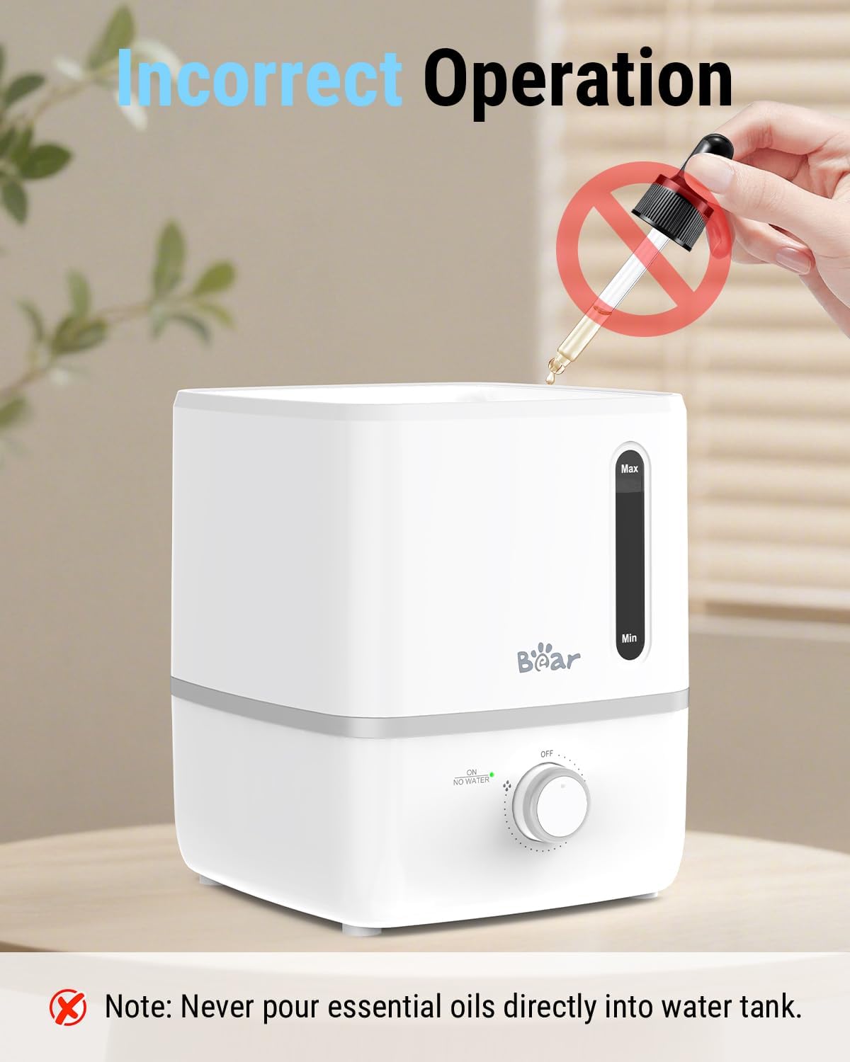 Bear 2.5L Cool Mist Humidifier & Oil Diffuser for Bedroom, White