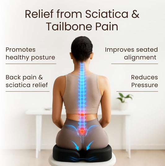 Office Chair Cushion - Seat Cushion for Tailbone Pain Relief - Butt Pillow for Coccyx, Sciatica, and Lower Back Pain - Orthopedic Chair Pad for Lumbar Support in Office Desk, Car, Airplane