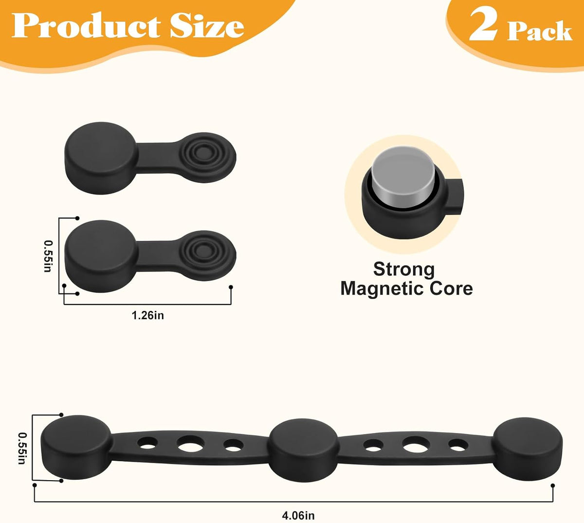 Air Fryer Magnet Silicone Buckles for Parchment Paper – 2 Pack Reusable Accessories for Disposable Basket Liners, Secure Baking Paper, Prevent Shifting & Burning (Black)