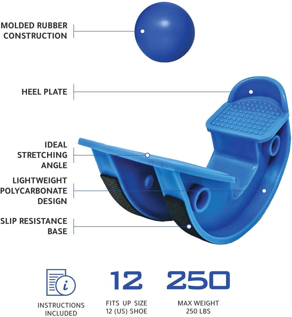 Lumia Wellness Foot Rocker with Massage Ball - Calf Stretcher for Plantar Fasciitis, Achilles Tendonitis, Shin Splints, Heel, Feet Pain Relief - Ankle Wedge Stretches Strained Leg Muscle
