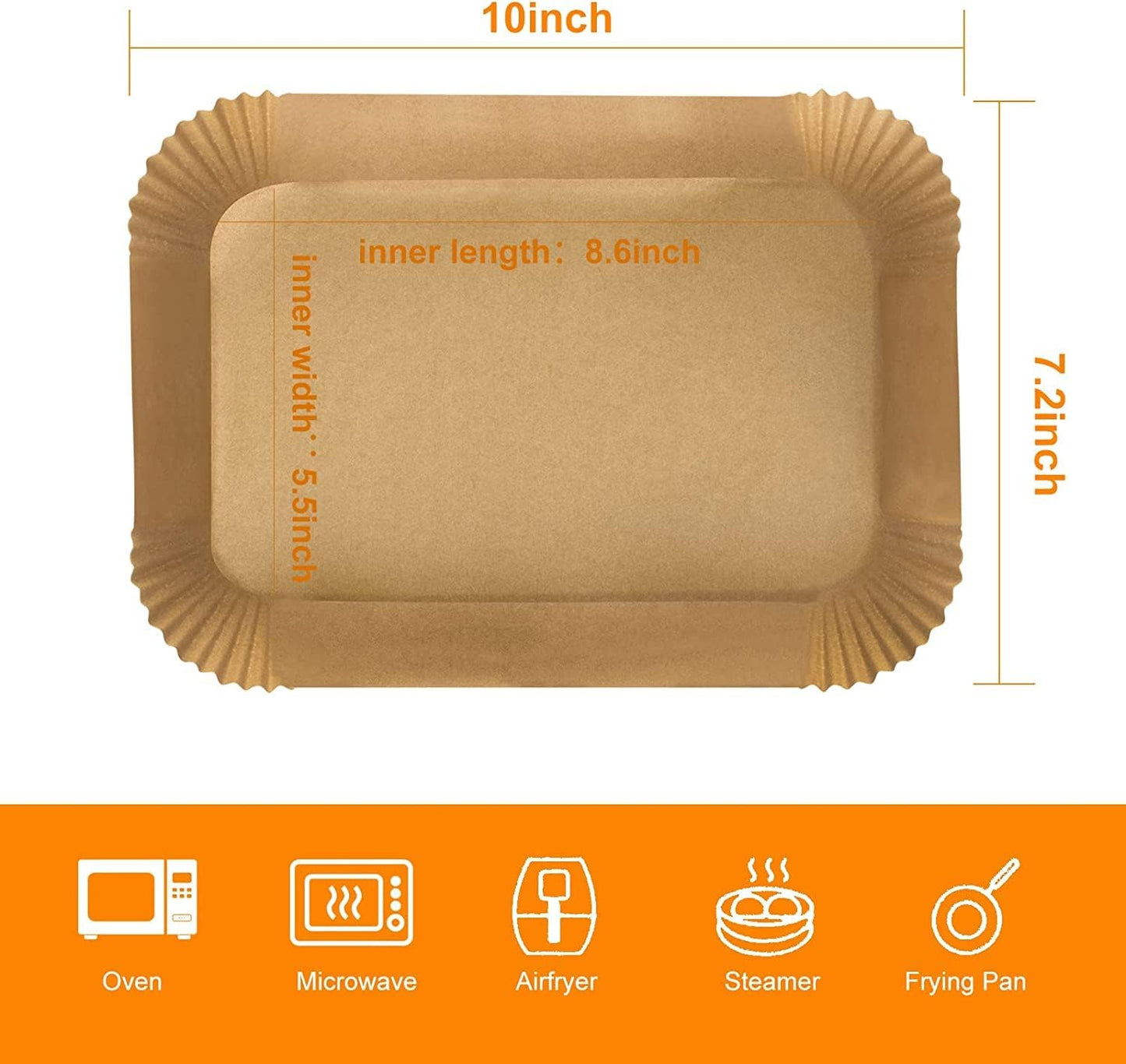 Air Fryer Liners Disposable for Ninja Dual, 8.6 x 5.5in, 100 Pcs | Rectangular parchment liners for Ninja DZ201/DZ401 and other dual-basket air fryers; nonstick, oilproof and easy to dispose