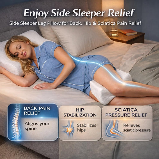 Contour Original Hourglass Knee Pillow for Side Sleepers with Adjustable Strap - Memory Foam Leg Support Cushion Between Knees for Hip & Spine Alignment - Ergonomic Leg Pillow for Side Sleeping