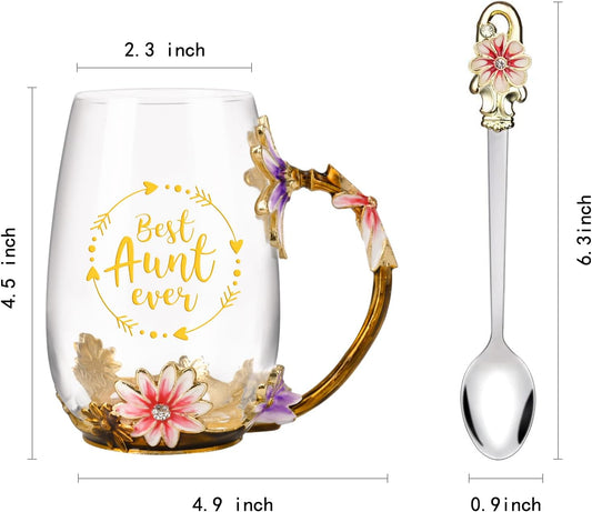 Enamel Glass Flower Tea Pot With Removable Loose Tea Leaf Infuser Tea Maker Teapot Set 30.4OZ Gifts for Women,Mom,Birthday | Tea Maker With Removable Loose Tea Leaf Infuser,Teapot Set,Heat & Cold Resistant,Shatterproof