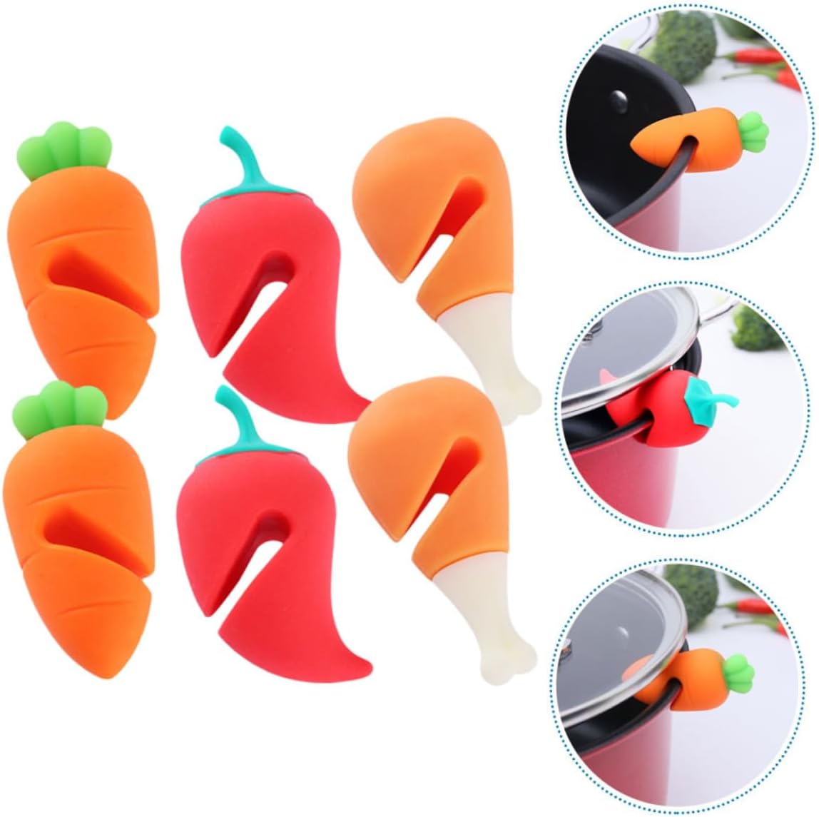 Zerodeko Silicone Lid Spill Stoppers 6pcs Adjustable Boil Lifters for Pots Heat Resistant Kitchen Accessory for Cooking and Preventing Overflows