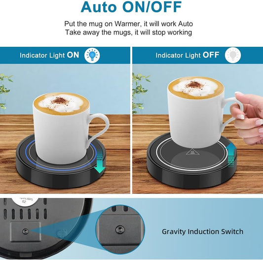 Coffee Mug Warmer with Automatic Gravity Switch,Electric Beverage Warmers for Office Home Desk Use, Smart Cup Warmer Thermostat Coaster Apply to Hot Coffee,Tea Espresso Milk Candle Wax On/Off