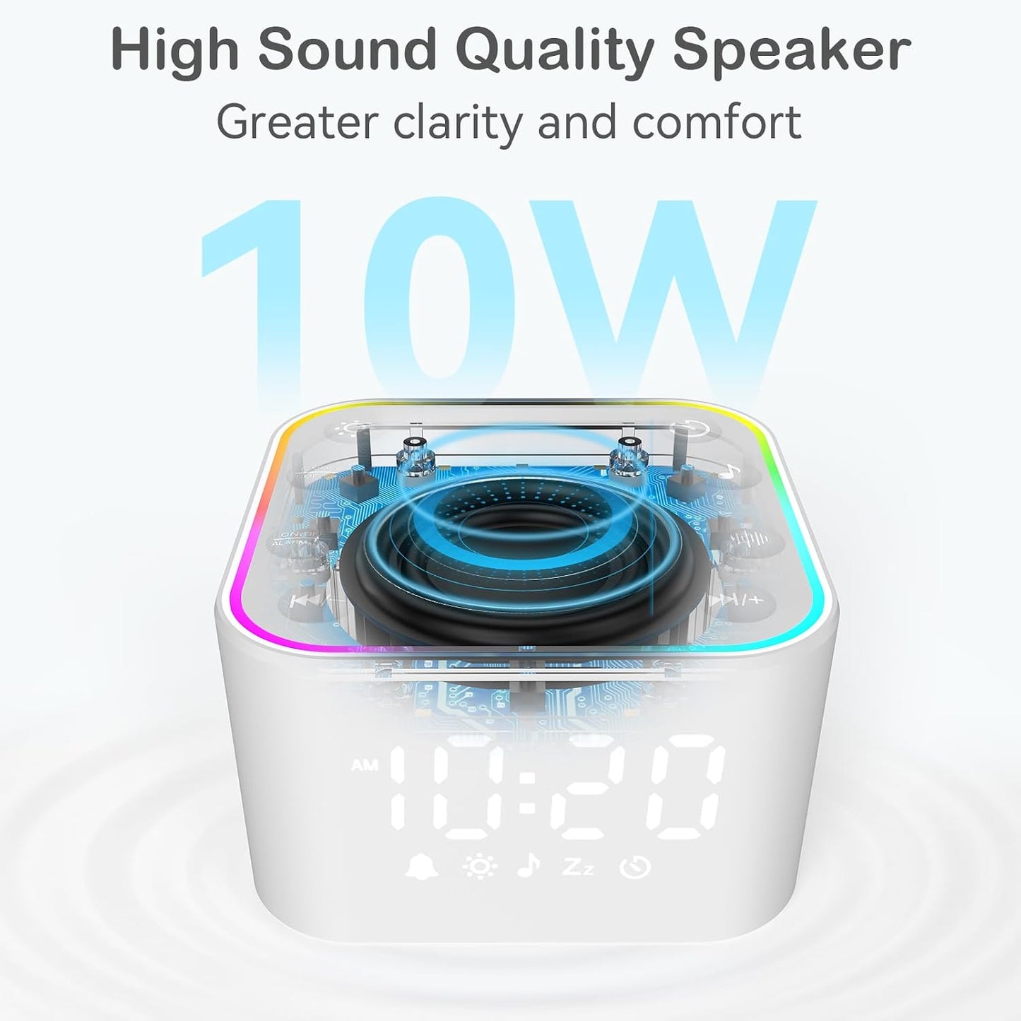 White Noise Sound Machine: Fall Asleep 40% Faster for Adults Bedroom | 30 Non-Looping Sounds Adjustable Volume for Relax & Sleep, Built-in Dimmable Alarm Clock & Night Light