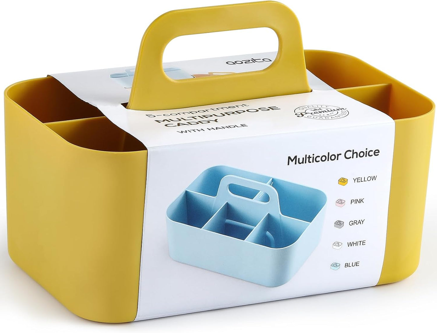 Multiuse Caddy Organizer with Handle, Portable Divided Plastic Tote Bin - Art Craft, Stationary Pen Marker Crayons, Makeup Hair Supplies Storage - Bathroom, Classroom, Dorm, Office, Desk Holder - Grey