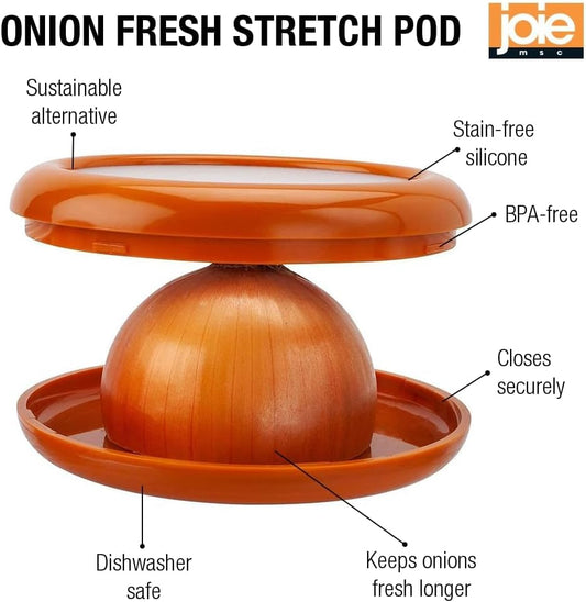 Joie Fresh Stretch Pod Onion Storage Container, Silicone Food Saver, Keeps Leftover Produce Flavorful and Firm in Fridge, Reusable Kitchen Gadget, Dishwasher Safe, BPA-Free